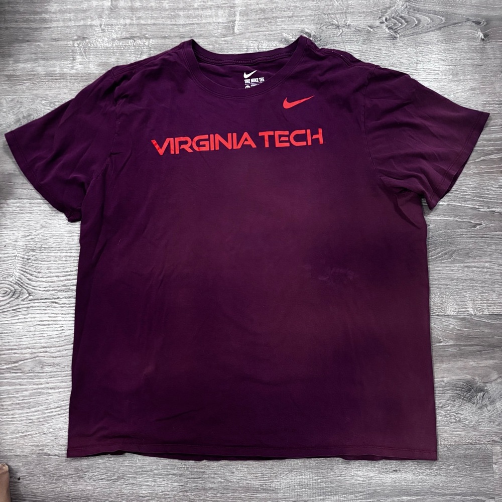 Nike Cotton T-Shirt Maroon with Orange Virginia Tech Graphic Size XXL